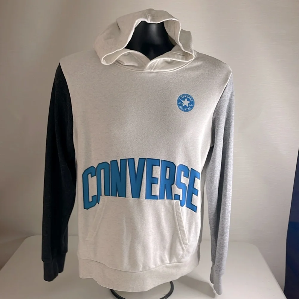 Converse Boys  Gray and Blue Colorblock Hoodie